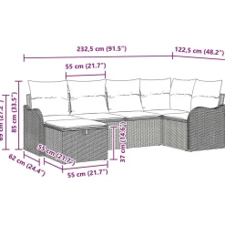 vidaXL Muebles De Jardín-Conjunto de sofá de jardín con cojín 6 pcs Poliratán