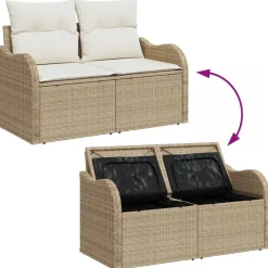 vidaXL Muebles De Jardín-Conjunto de sofá de jardín con cojín 6 pcs Poliratán