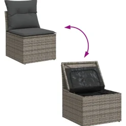vidaXL Conjunto de sofá de jardín con cojín 6 pcs Poliratán Gris Discount