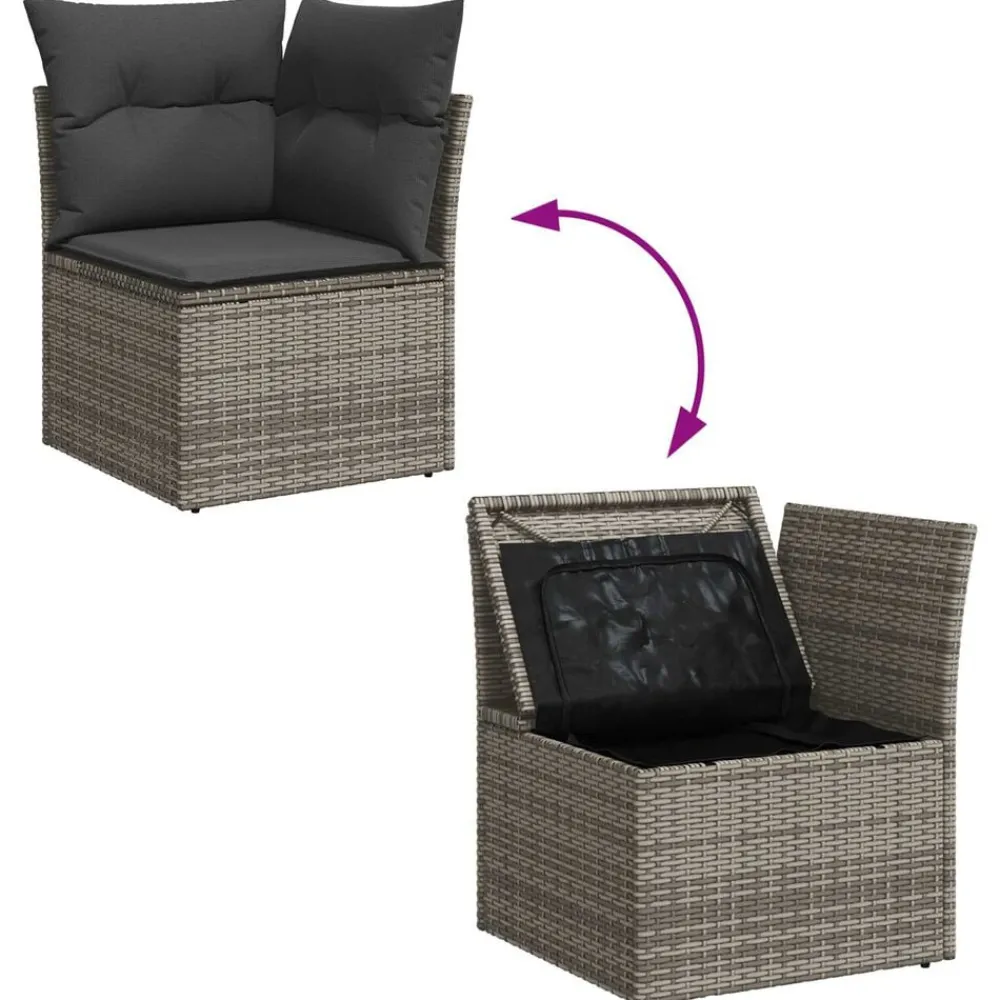 vidaXL Conjunto de sofá de jardín con cojín 6 pcs Poliratán Gris Discount