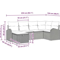 vidaXL Conjunto de sofá de jardín con cojín 6 pcs Poliratán Gris Discount