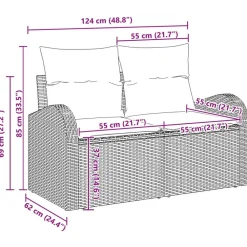 vidaXL Conjunto de sofá de jardín con cojín 6 pcs Poliratán Gris Discount