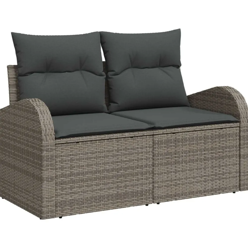 vidaXL Conjunto de sofá de jardín con cojín 6 pcs Poliratán Gris Discount