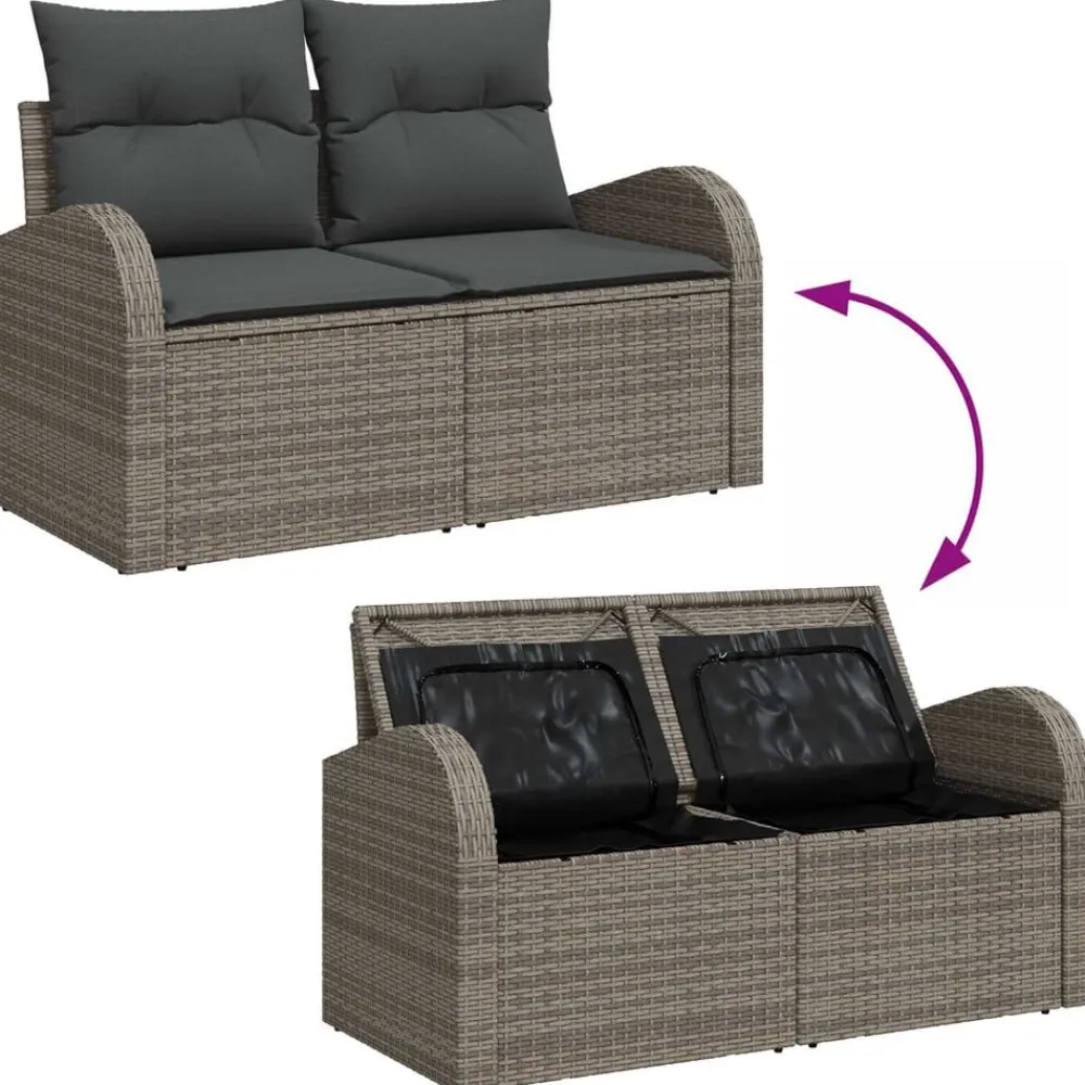 vidaXL Conjunto de sofá de jardín con cojín 6 pcs Poliratán Gris Discount