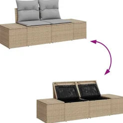 vidaXL Muebles De Jardín-Conjunto de sofá de jardín 9 pcs Beige Poliratán