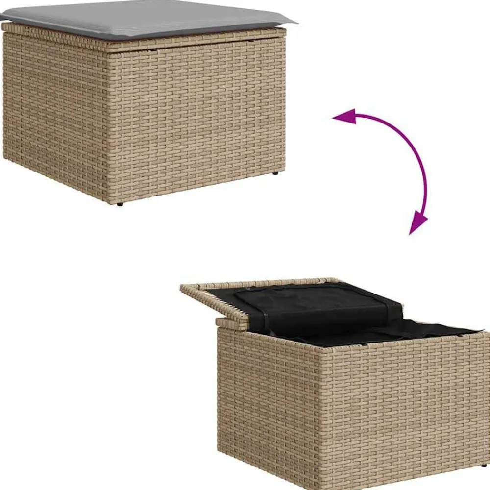 vidaXL Muebles De Jardín-Conjunto de sofá de jardín 9 pcs Beige Poliratán