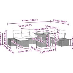 vidaXL Muebles De Jardín-Conjunto de sofá de jardín 9 pcs Beige Poliratán