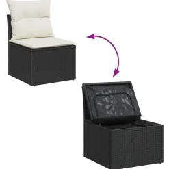 vidaXL Conjunto de sofá de jardín 9 pcs Negro Poliratán Negro y blanco Sale