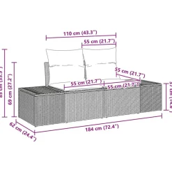 vidaXL Conjunto de sofá de jardín 9 pcs Negro Poliratán Negro y blanco Sale