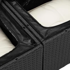 vidaXL Conjunto de sofá de jardín 9 pcs Negro Poliratán Negro y blanco Sale
