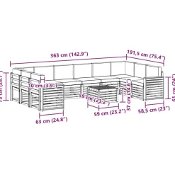 vidaXL Conjuntos De Muebles-Conjunto de Sofá Seccional con cojín 11 pcs