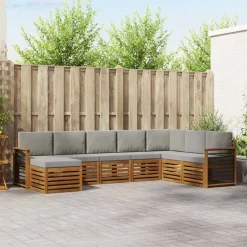 vidaXL Conjuntos De Muebles-Conjunto de Sofá Seccional con cojín 8 pcs Gris Natural y Claro