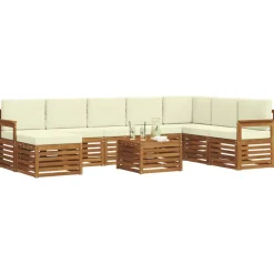 vidaXL Conjunto de Sofá Seccional con cojín 9 pcs Natural y crema Best
