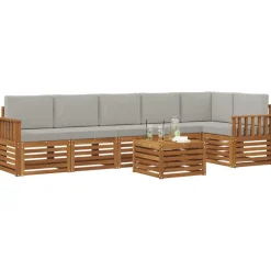 vidaXL Conjunto de Sofá Seccional con cojín 7 pcs Gris Natural y Claro Gris claro y natural Clearance