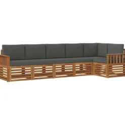 vidaXL Conjunto de Sofá Seccional con cojín 6 pcs Natural y antracita Discount