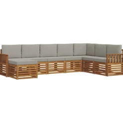 vidaXL Conjuntos De Muebles-Conjunto de Sofá Seccional con cojín 8 pcs Gris Natural y Claro