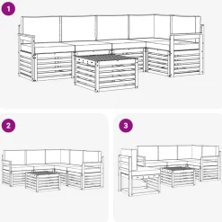 vidaXL Conjuntos De Muebles-Conjunto de Sofá Seccional con cojín 6 pcs Gris Natural y Claro