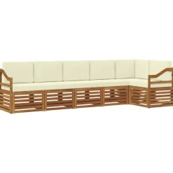vidaXL Conjunto de Sofá Seccional con cojín 6 pcs Natural y crema New