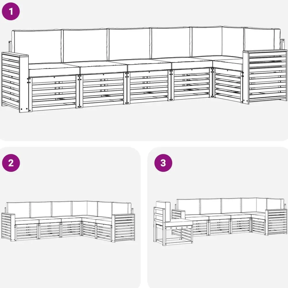 vidaXL Conjuntos De Muebles-Conjunto de Sofá Seccional con cojín 6 pcs