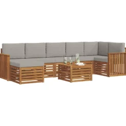 vidaXL Conjunto de Sofá Seccional con cojín 8 pcs Gris Natural y Claro Gris claro y natural Sale