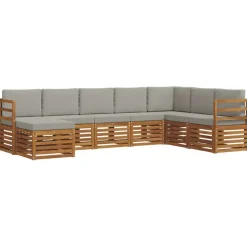 vidaXL Conjunto de Sofá Seccional con cojín 8 pcs Gris Natural y Claro Gris claro y natural Online