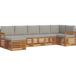vidaXL Conjunto de Sofá Seccional con cojín 7 pcs Gris Natural y Claro Gris claro y natural Sale