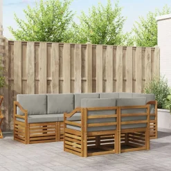 vidaXL Conjunto de Sofá Seccional con cojín 7 pcs Gris Natural y Claro Gris claro y natural Outlet