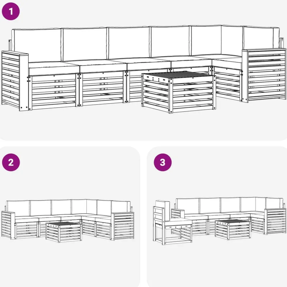 vidaXL Conjuntos De Muebles-Conjunto de Sofá Seccional con cojín 7 pcs