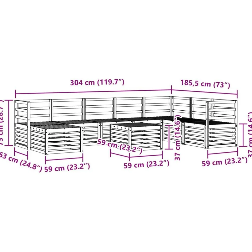 vidaXL Conjuntos De Muebles-Conjunto de Sofá Seccional 9 pcs