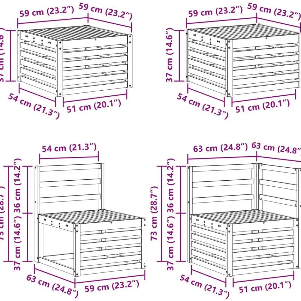 vidaXL Conjuntos De Muebles-Conjunto de Sofá Seccional 9 pcs