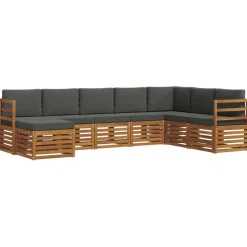 vidaXL Conjunto de Sofá Seccional con cojín 8 pcs Natural y antracita Best