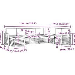 vidaXL Conjuntos De Muebles-Conjunto de Sofá Seccional con cojín 8 pcs