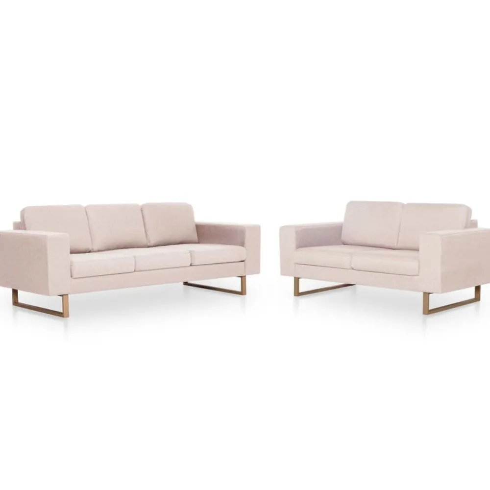 vidaXL Sofás-Conjunto de sofás 2 piezas tela color