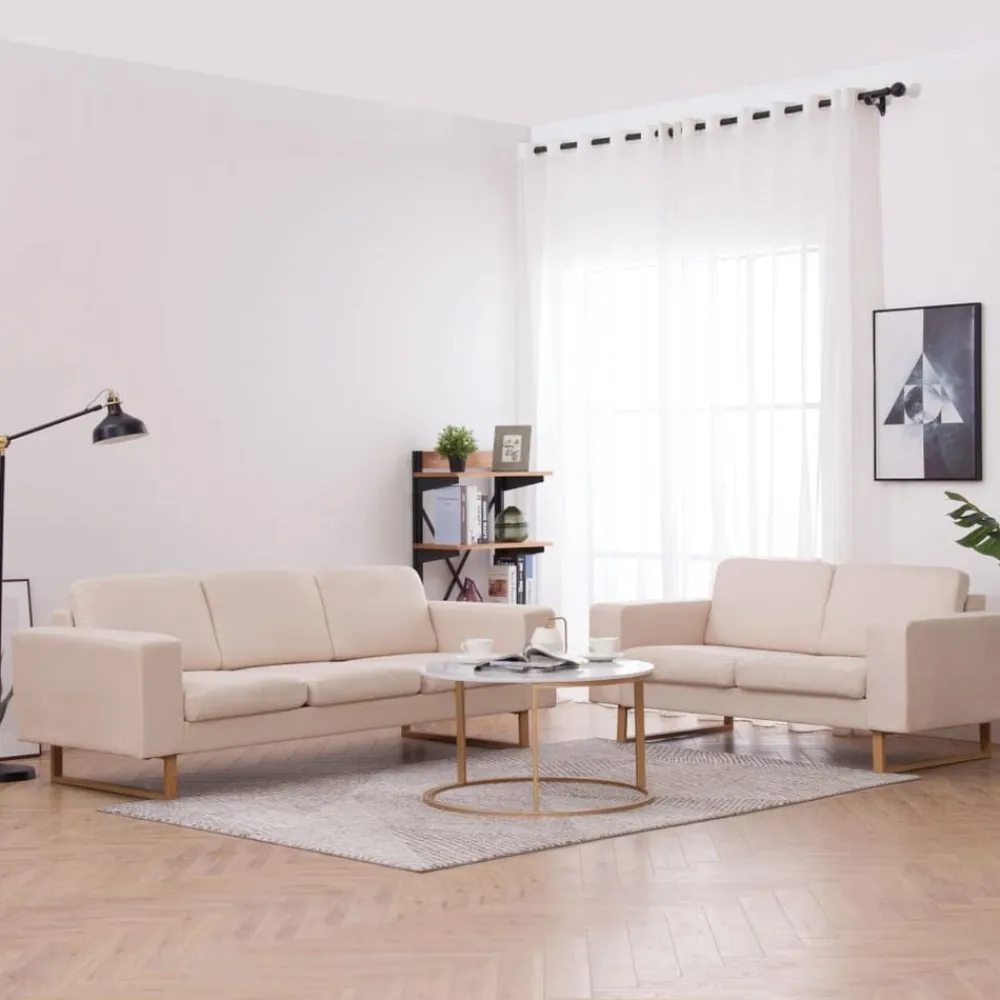 vidaXL Sofás-Conjunto de sofás 2 piezas tela color
