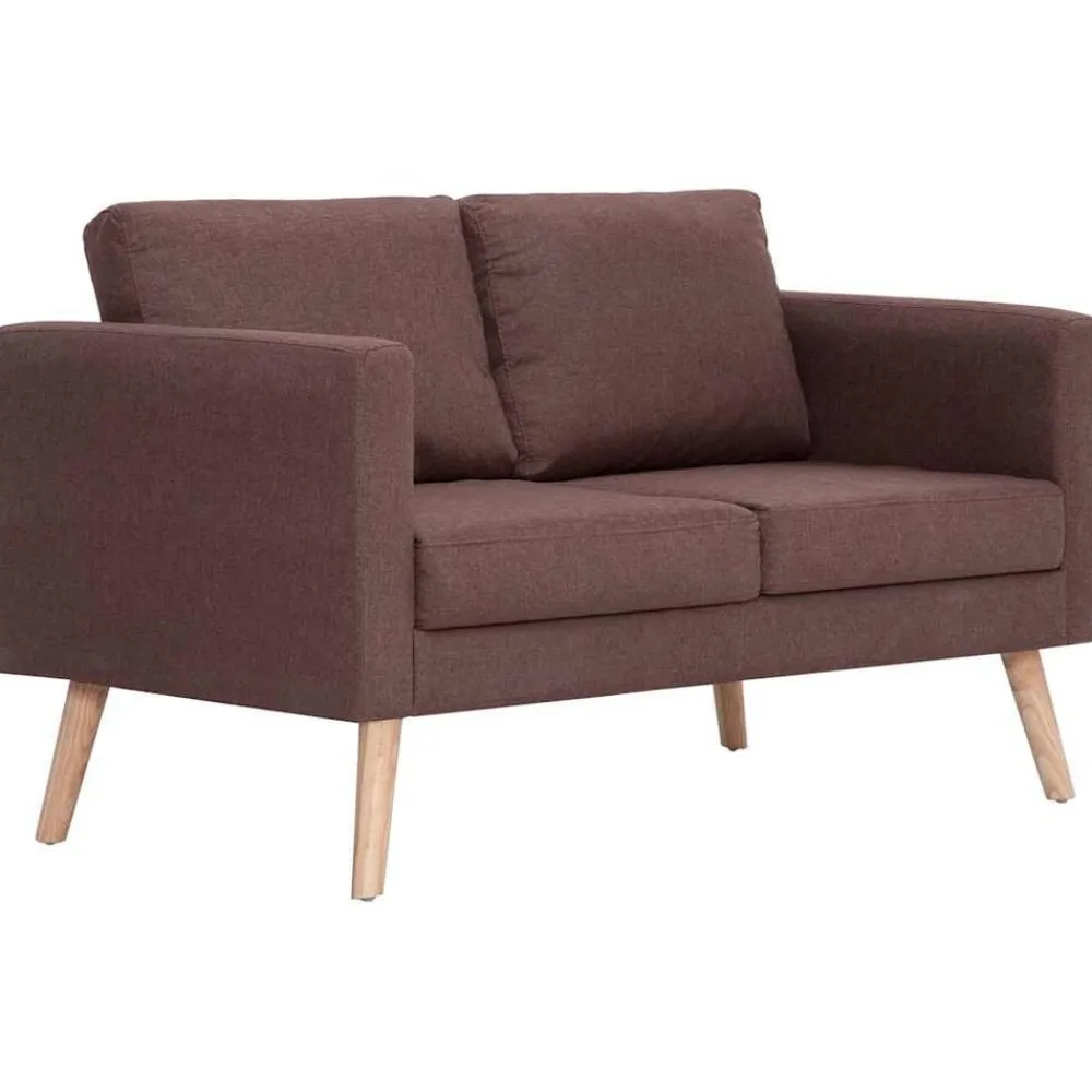 vidaXL Conjunto de sofás 2 piezas tela marrón Marrón Clearance