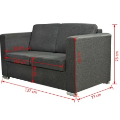 vidaXL Sofás-Conjunto de sofás 3 unidades tela