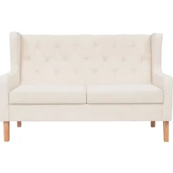 vidaXL Conjunto de sofás 2 piezas tela Blanco crema Best