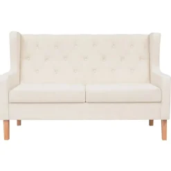 vidaXL Conjunto de sofás 2 piezas tela Blanco crema Best