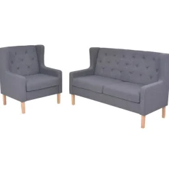 vidaXL Conjunto de sofás 2 piezas tela Gris Clearance