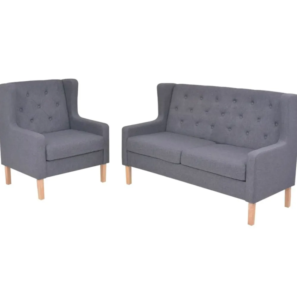 vidaXL Conjunto de sofás 2 piezas tela Gris Clearance