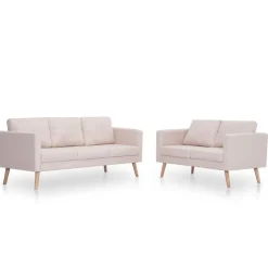 vidaXL Conjunto de sofás 2 piezas tela color Crema Outlet