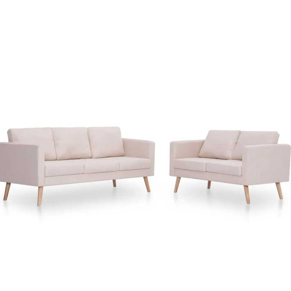 vidaXL Conjunto de sofás 2 piezas tela color Crema Outlet