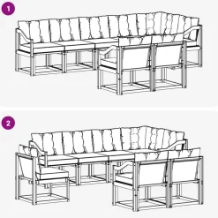 vidaXL Conjuntos De Muebles-Conjunto de sofás de exterior con cojín 8 pcs