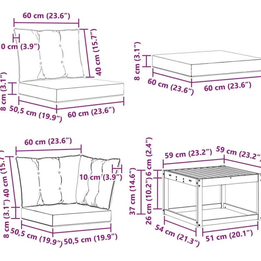 vidaXL Conjuntos De Muebles-Conjunto de sofás de exterior con cojín 7 pcs