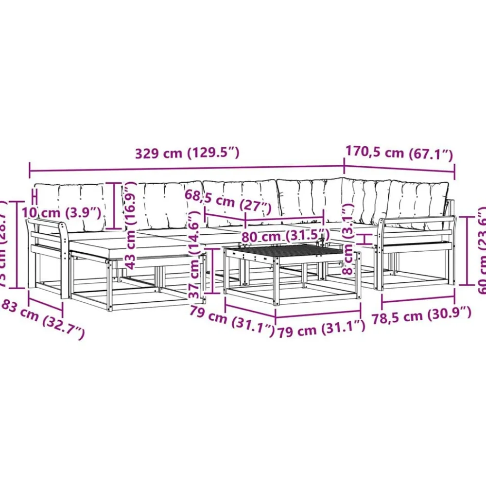 vidaXL Conjunto de sofás de exterior con cojín 19 pcs Natural y beige Discount
