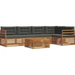 vidaXL Conjunto de sofás de exterior 6 pcs Natural y antracita Best