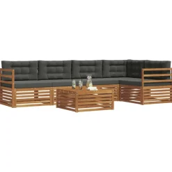 vidaXL Conjunto de sofás de exterior 6 pcs Natural y antracita Best