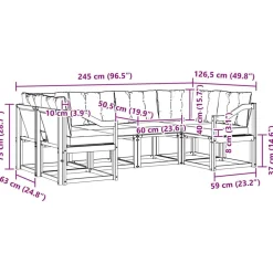 vidaXL Conjunto de sofás de exterior con cojín 6 pcs Natural y crema Outlet