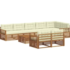 vidaXL Conjuntos De Muebles-Conjunto de sofás de exterior con cojín 9 pcs