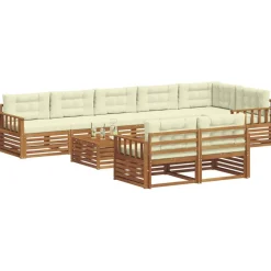vidaXL Conjuntos De Muebles-Conjunto de sofás de exterior con cojín 9 pcs